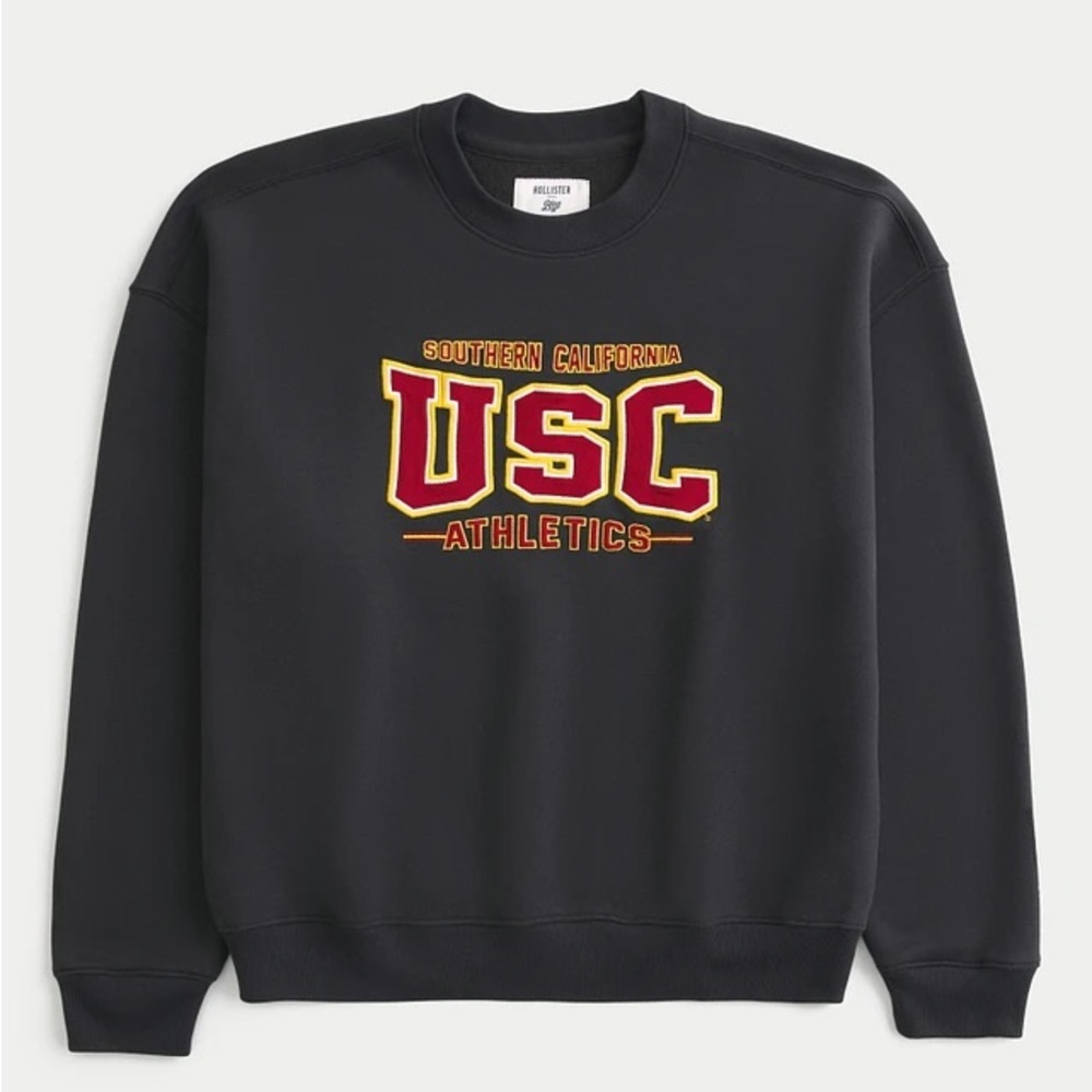 Hollister Black Crewneck Sweater with Red and Yellow USC Logo
